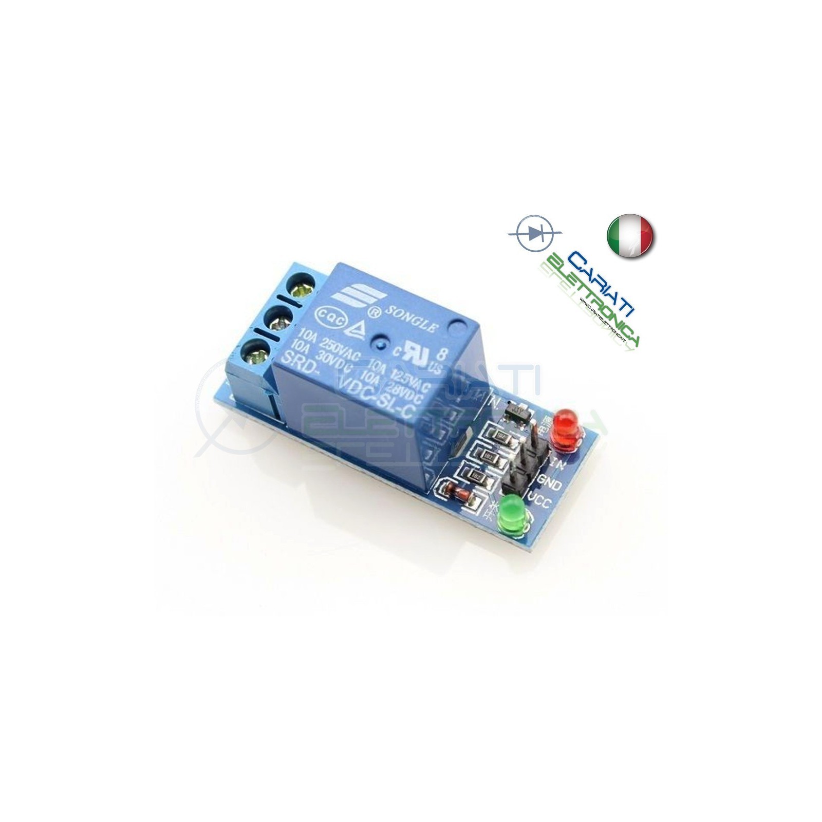 MODULO SCHEDA RELE' 1 CANALE OPTOISOLATO 10A 250V ARDUINO SHIELD 5VdcGenerico