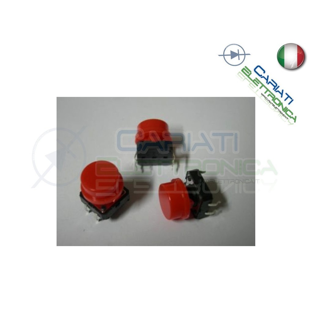 5 MINI MICRO PULSANTE 12x12x12.5 mm PCB Tactile Switch con Cappuccio