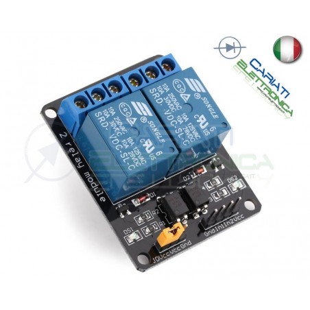 MODULO SCHEDA RELE' 2 CANALI OPTOISOLATI 10A 250V ARDUINO SHIELD 12VdGenerico