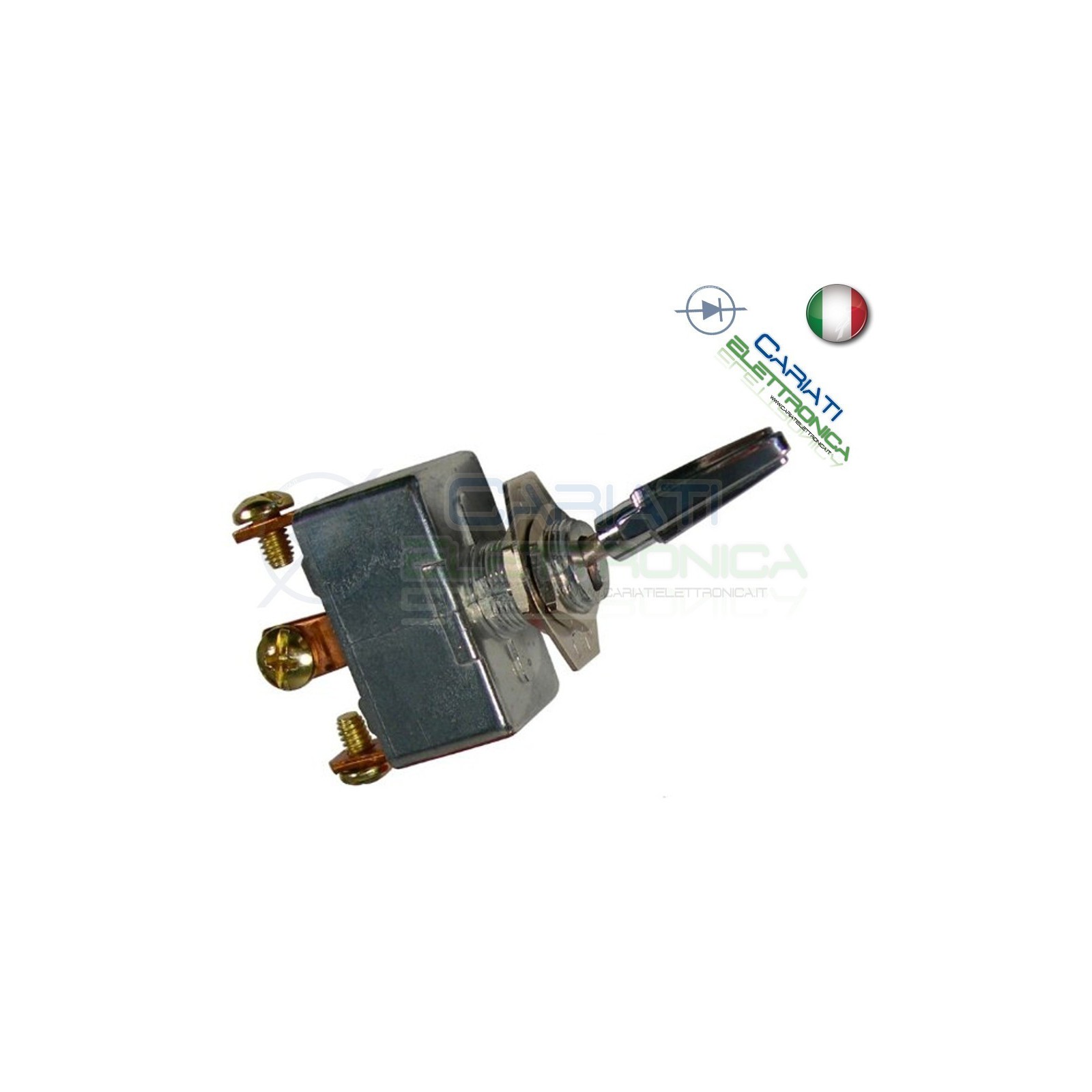 INTERRUTTORE DEVIATORE A LEVA ON OFF ON 12V 50A CROMATO AUTO MOTO BATTERIA
