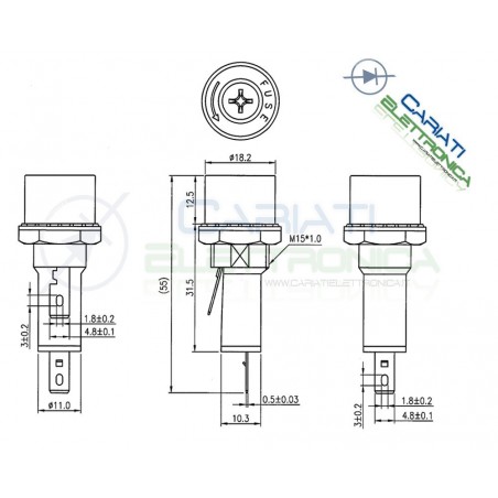 PORTAFUSIBILE PER FUSIBILE VETRO CERAMICO 6X30 PORTA Generico