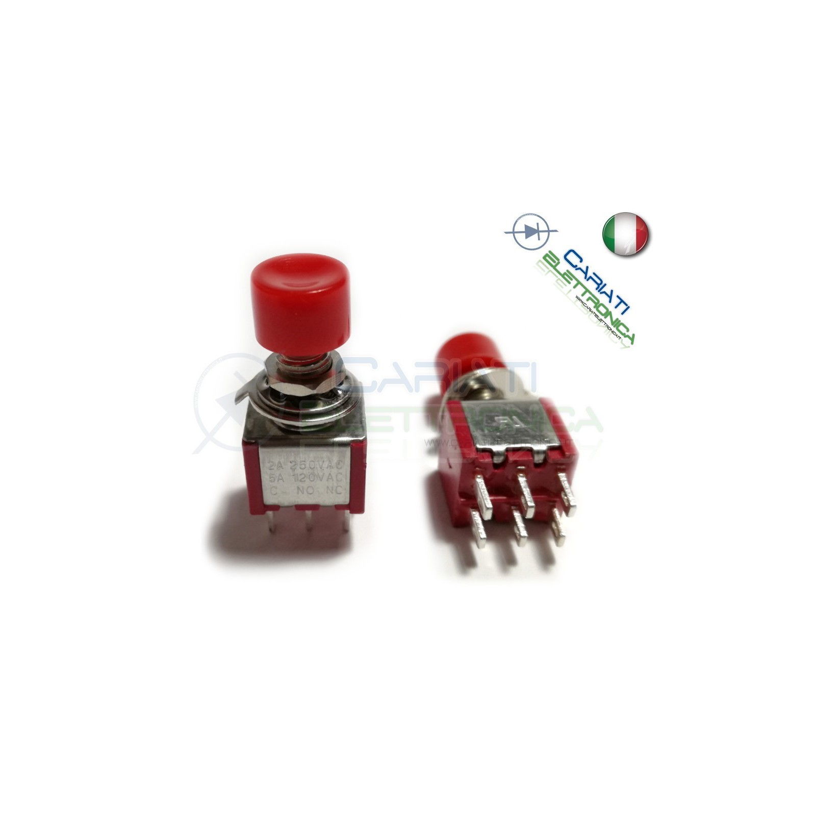 PULSANTE DEVIATORE ON ON DPDT 2A 250V 6 PIN