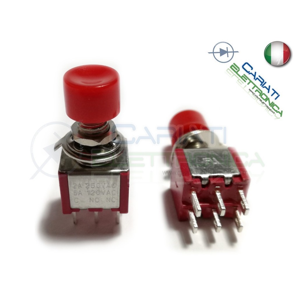 PULSANTE DEVIATORE ON ON DPDT 2A 250V 6 PIN