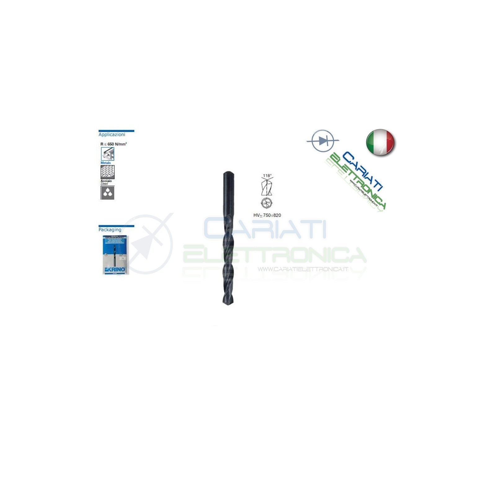PUNTA KRINO HSS DIN 338 RULLATA MM 0,80