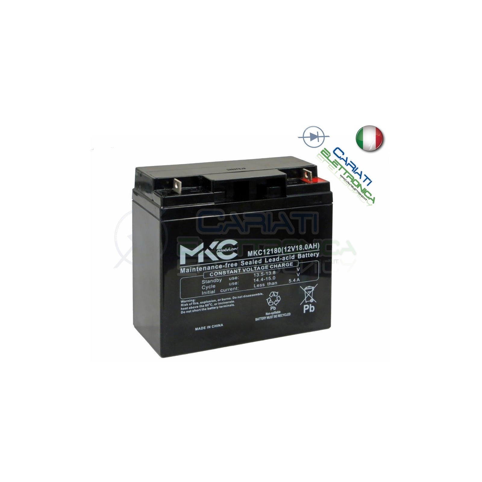 BATTERIA ERMETICA AL PIOMBO RICARICABILE MKC MKC12180 12V 18AhMKC