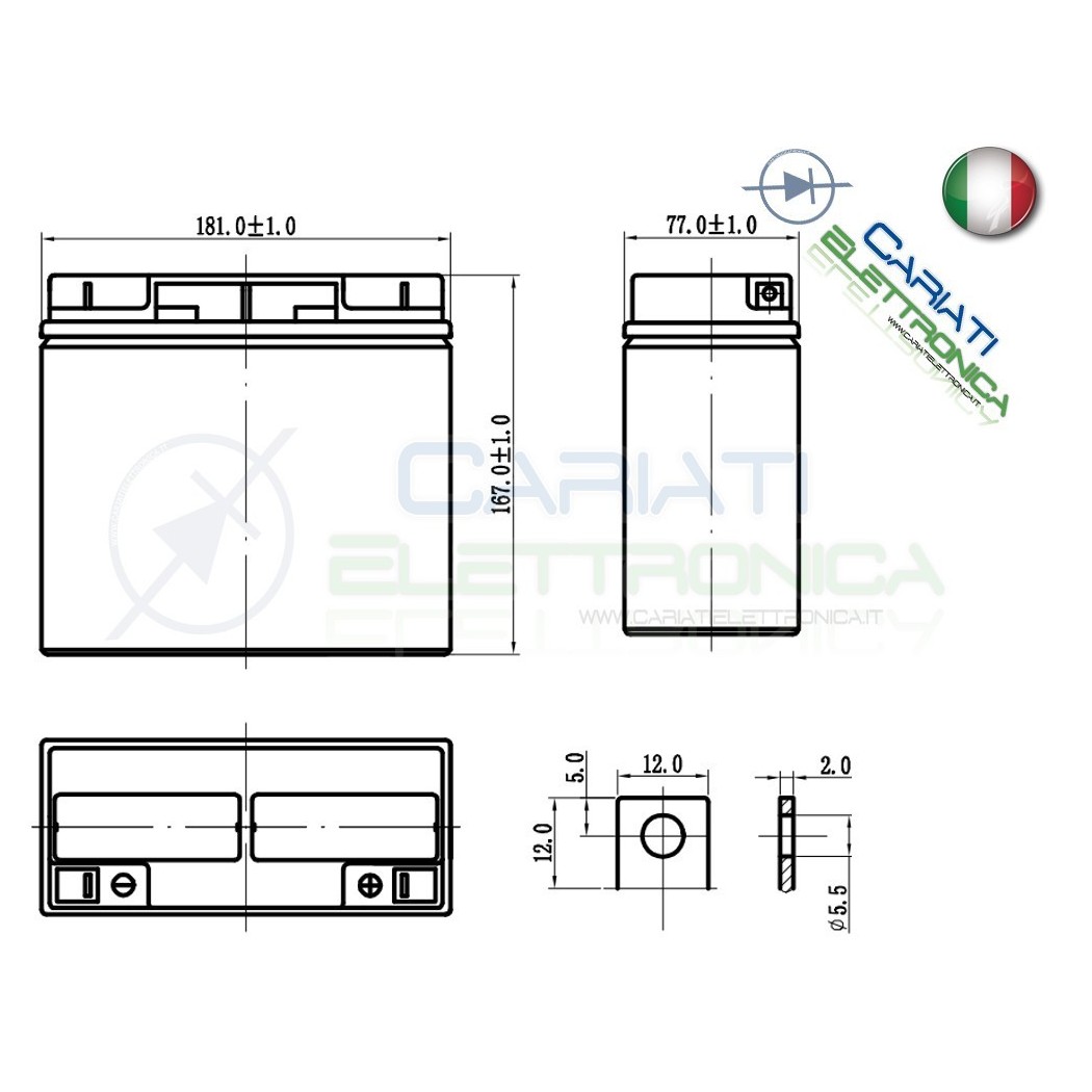 Batteria Ricaricabile 12V 18Ah Al Piombo ALCAPOWER AGM Alta Resa Per Sistemi Di Sicurezza