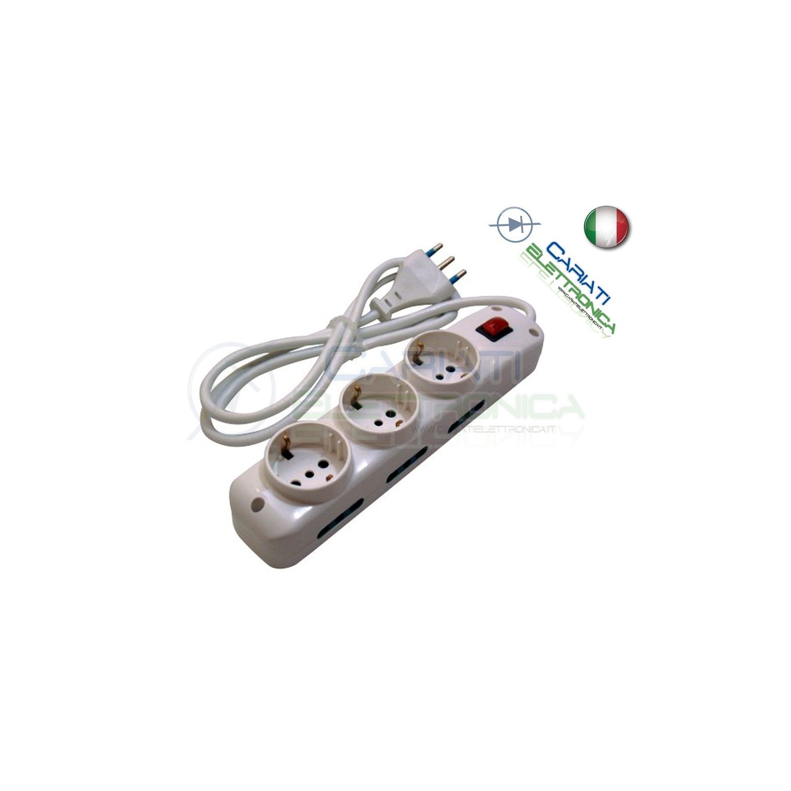 Multipresa Ciabatta Elettrica con interrutore a 9 prese 250V 16A e cavo 1,5m