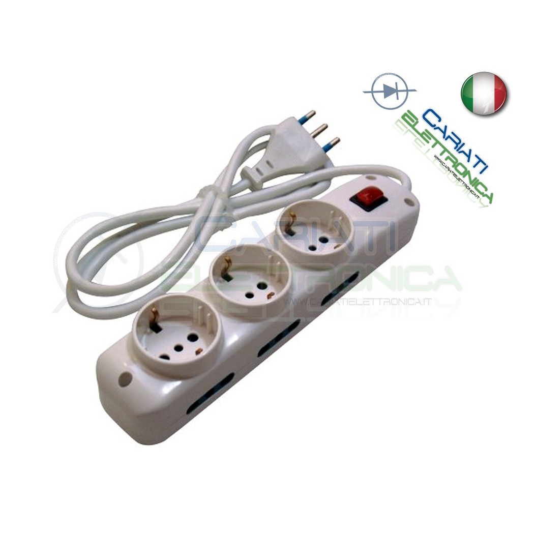 Multipresa Ciabatta Elettrica con interrutore a 9 prese 250V 16A e cavo 1,5m