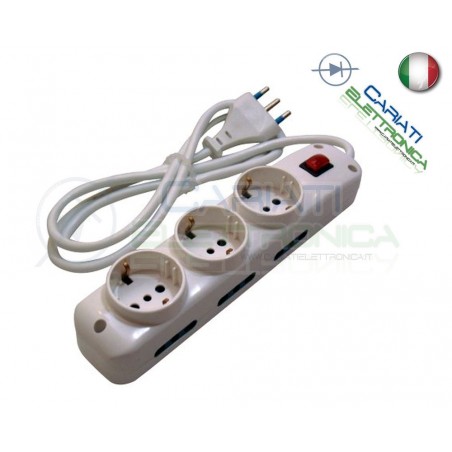 Multipresa Ciabatta Elettrica con interrutore a 9 prese 250V 16A e cavo 1,5m