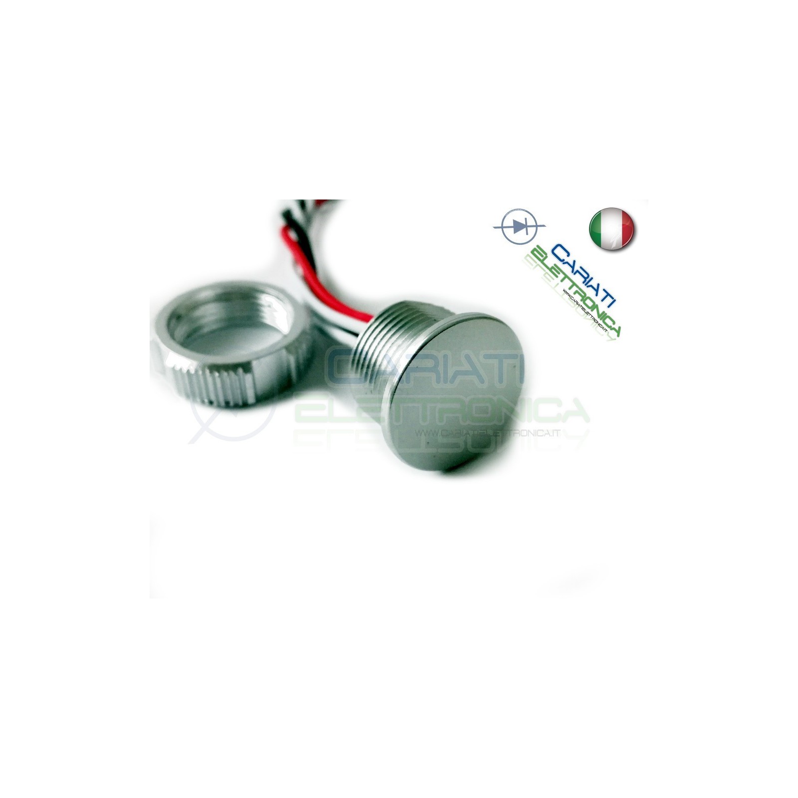 PULSANTE PIEZOELETTRICO 18mm colore argento 12V 24V SPST IP68 piezo switch