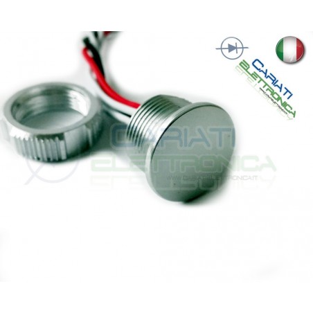 PULSANTE PIEZOELETTRICO 18mm colore argento 12V 24V SPST IP68 piezo switch