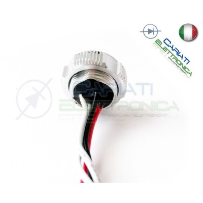 PULSANTE PIEZOELETTRICO 18mm colore argento 12V 24V SPST IP68 piezo switch