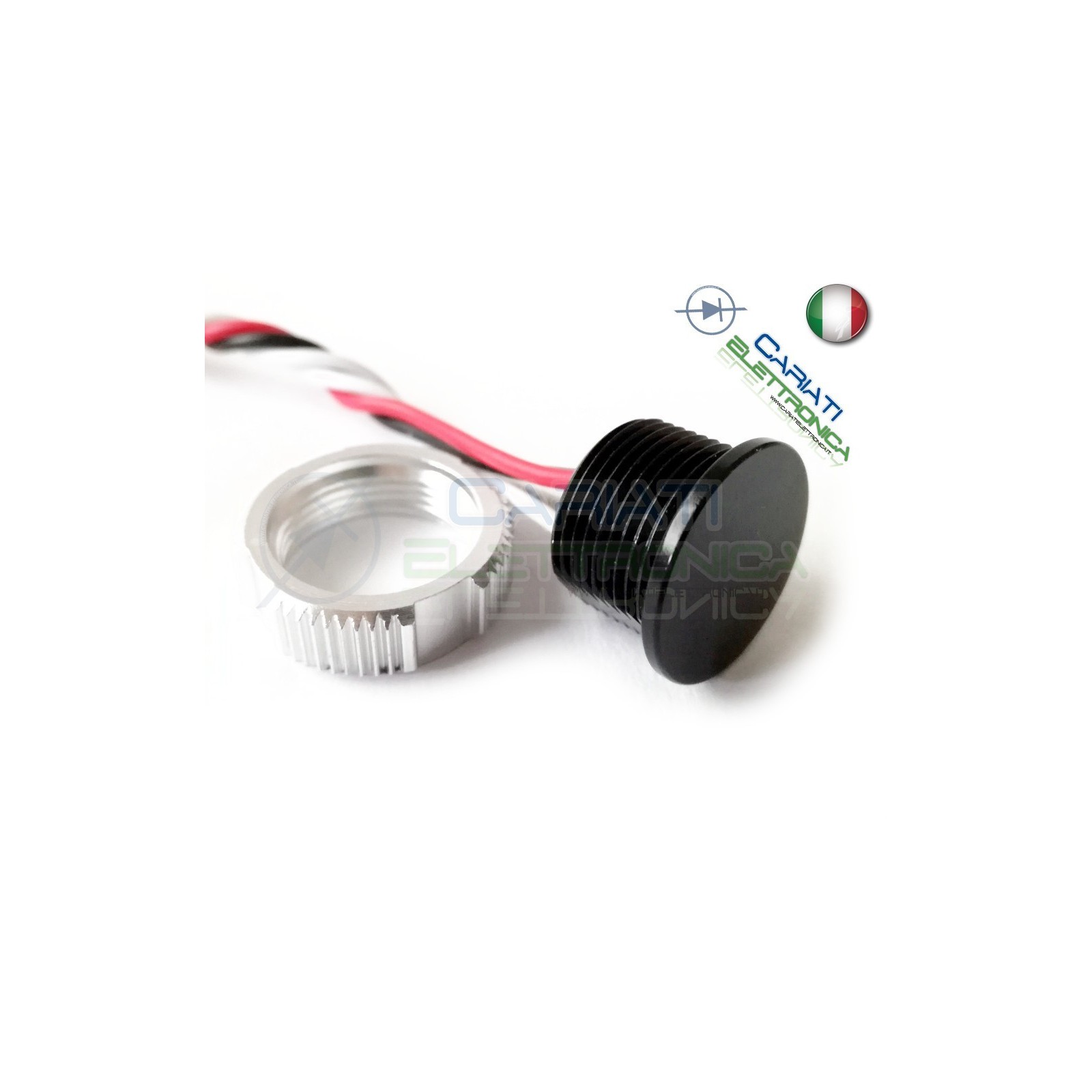 PULSANTE PIEZOELETTRICO 18mm colore nero 12V 24V SPST IP68 piezo button switch