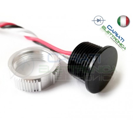 PULSANTE PIEZOELETTRICO 18mm colore nero 12V 24V SPST IP68 piezo button switch