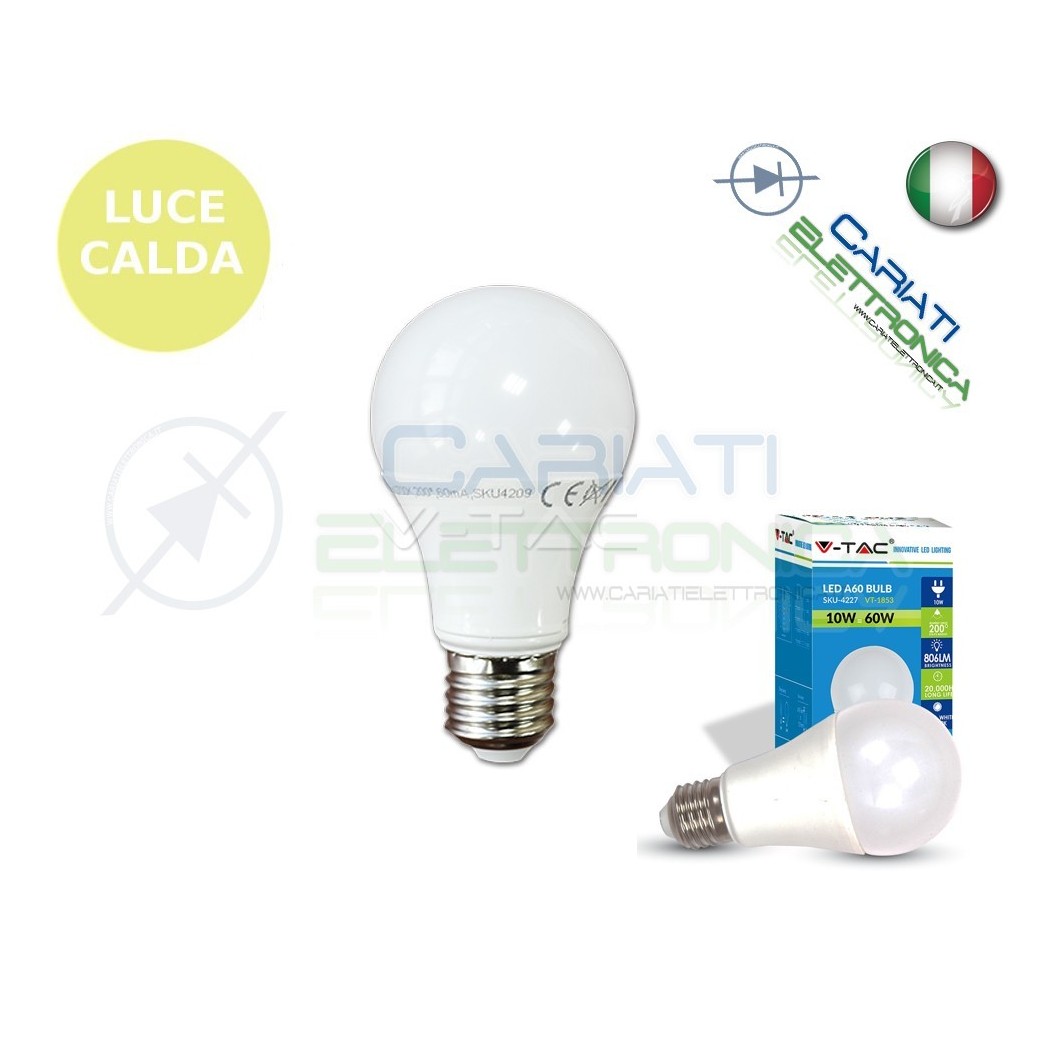 LAMPADA LAMPADINA LED V-TAC E27 10W VT-1853 LUCE CALDA 806Lm 2700k SKU 4209