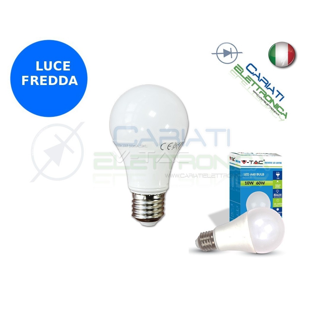 LAMPADA LAMPADINA LED V-TAC E27 10W VT-1853 LUCE FREDDA 806Lm 6400k SKU 4227