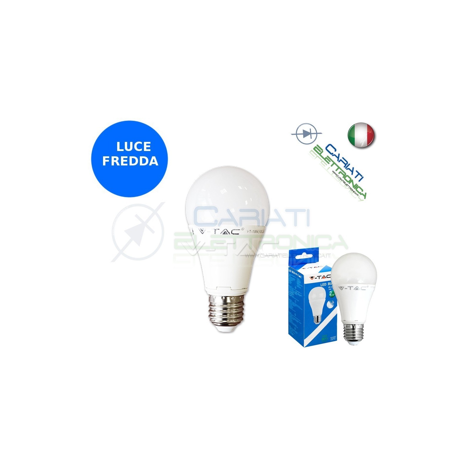 LAMPADA LAMPADINA LED V-TAC E27 12W VT-1864 LUCE FREDDA 1055Lm 6400k SKU 4230Vtac