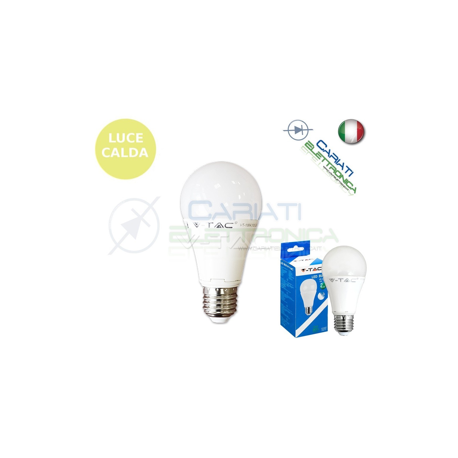 LAMPADA LAMPADINA LED V-TAC E27 10W VT-1853 LUCE CALDA 806Lm 2700k SKU 4227Vtac