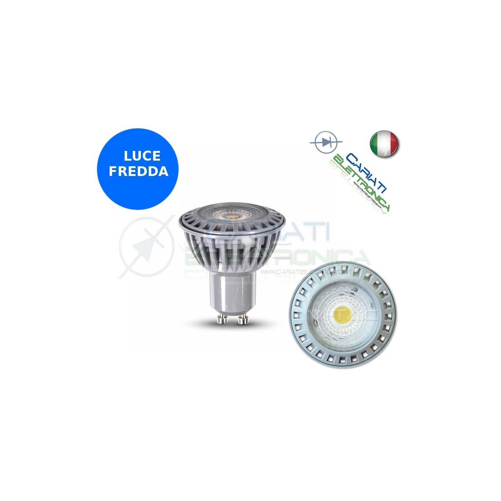 LAMPADA FARETTO LED V-TAC GU10 6W VT-1860 LUCE FREDDA 450Lm 6000k SKU 1607