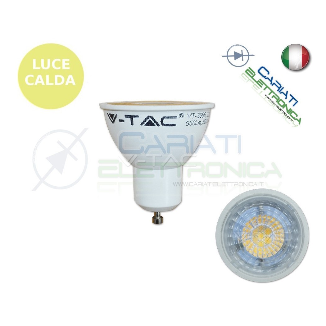 LAMPADA FARETTO LED V-TAC GU10 7W VT-2666 LUCE CALDA 550Lm 300k SKU 1657