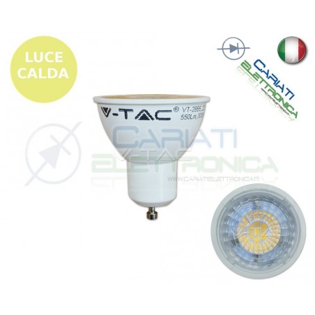 LAMPADA FARETTO LED V-TAC GU10 7W VT-2666 LUCE CALDA 550Lm 300k SKU 1657