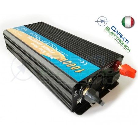 POWER INVERTER 1000W MAX 2000W WATT ONDA SINUSOIDALE PURA 12V DC 230V