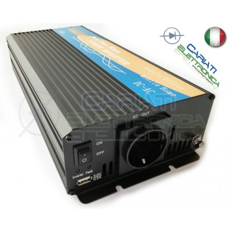POWER INVERTER 1000W MAX 2000W WATT ONDA SINUSOIDALE PURA 12V DC 230V