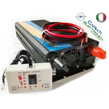 POWER INVERTER 1000W MAX 2000W WATT ONDA SINUSOIDALE PURA 12V DC 230V