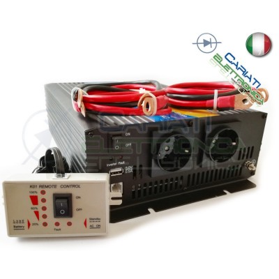 POWER INVERTER 1500W MAX 3000W WATT ONDA SINUSOIDALE PURA 12V DC 230V