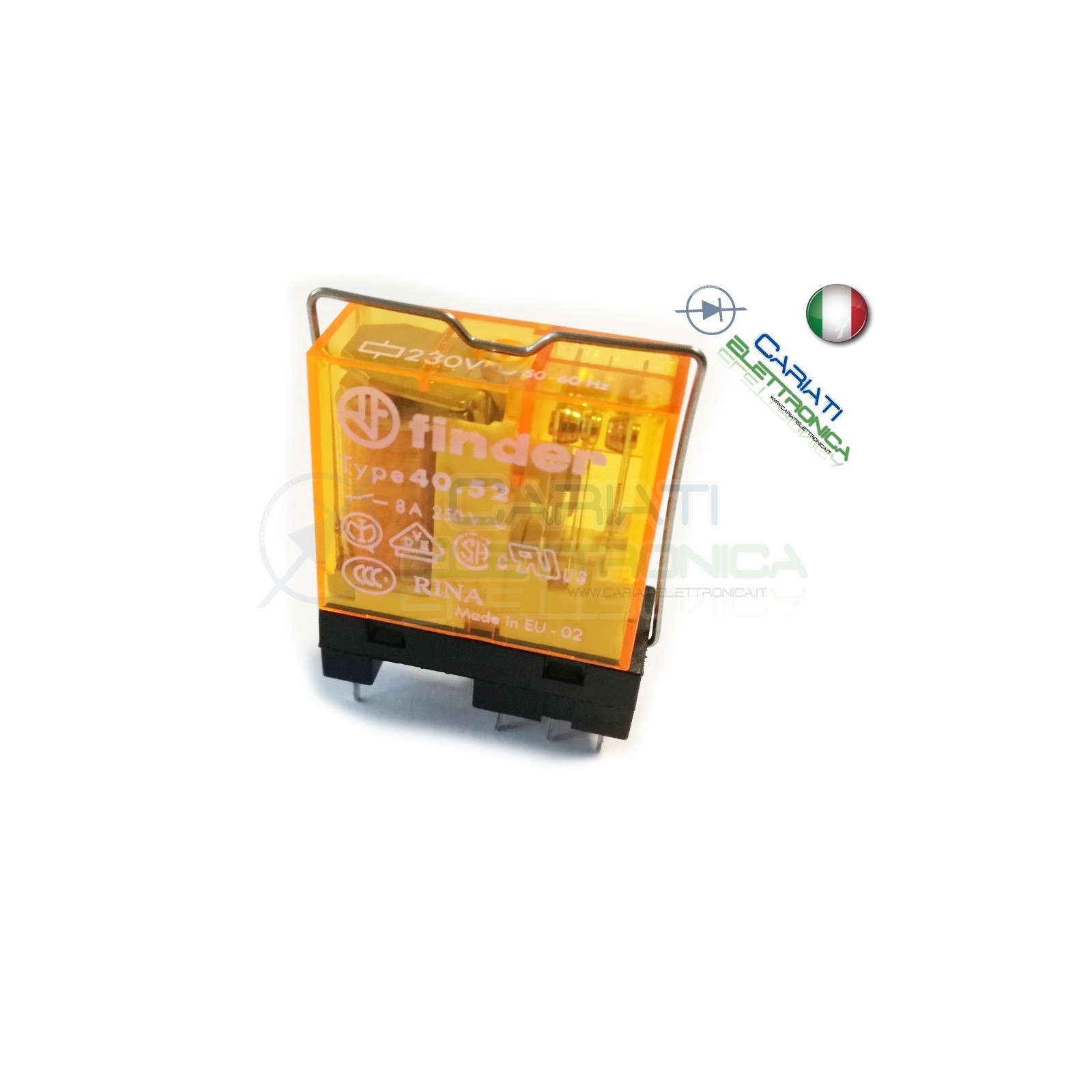 Relè FINDER + ZOCCOLO 40.52.8.230.0000 con bobina da 230Vac 8A 30Vdc 8A 250Vac Finder
