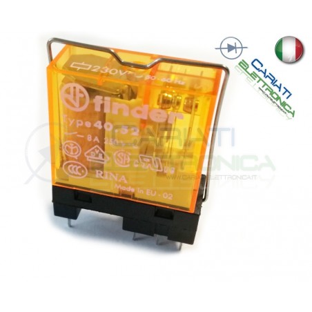 Relè FINDER + ZOCCOLO 40.52.8.230.0000 con bobina da 230Vac 8A 30Vdc 8A 250Vac Finder