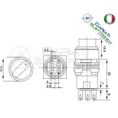 INTERRUTTORE DEVIATORE DP3T ON OFF ON 6 pin