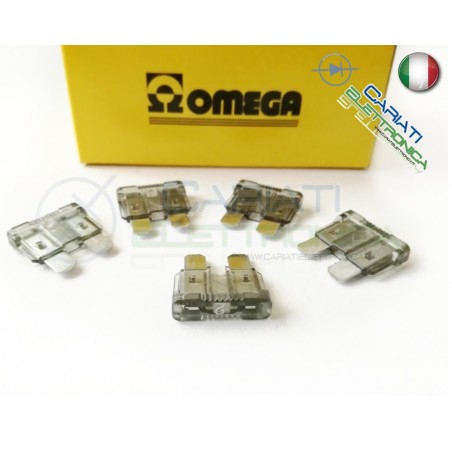 5 PEZZI di Fusibili a LAMA OMEGA rapidi da 19mm 2A AUTO MOTO CAMPER