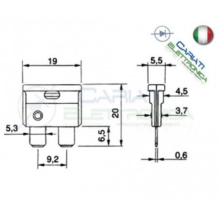 5 PEZZI di Fusibili a LAMA OMEGA rapidi da 19mm 10A AUTO MOTO CAMPER Omega