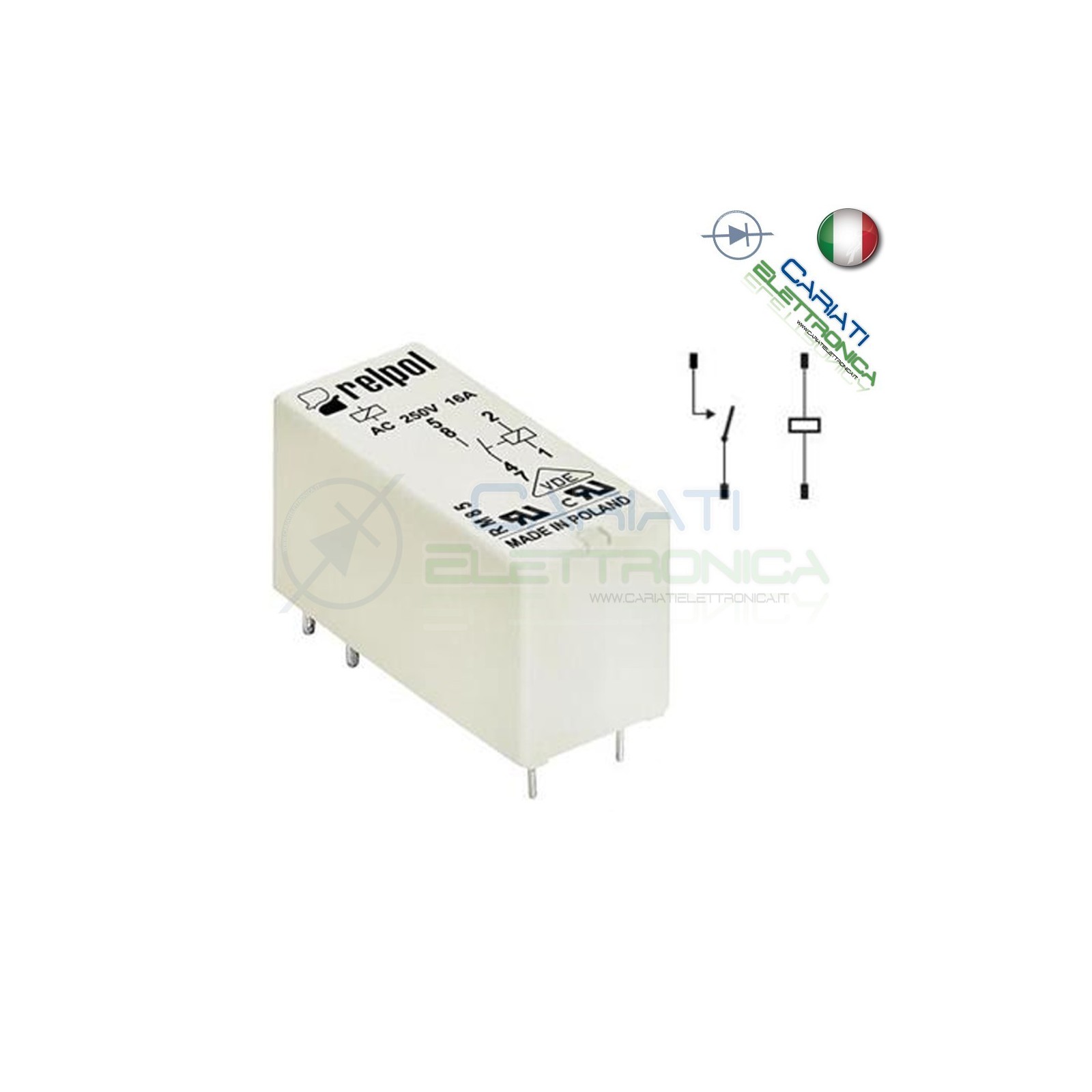 Relay RM85-2021-25-1006 Voltage coil 6V Dc 16A Spst RELPOLRelpol