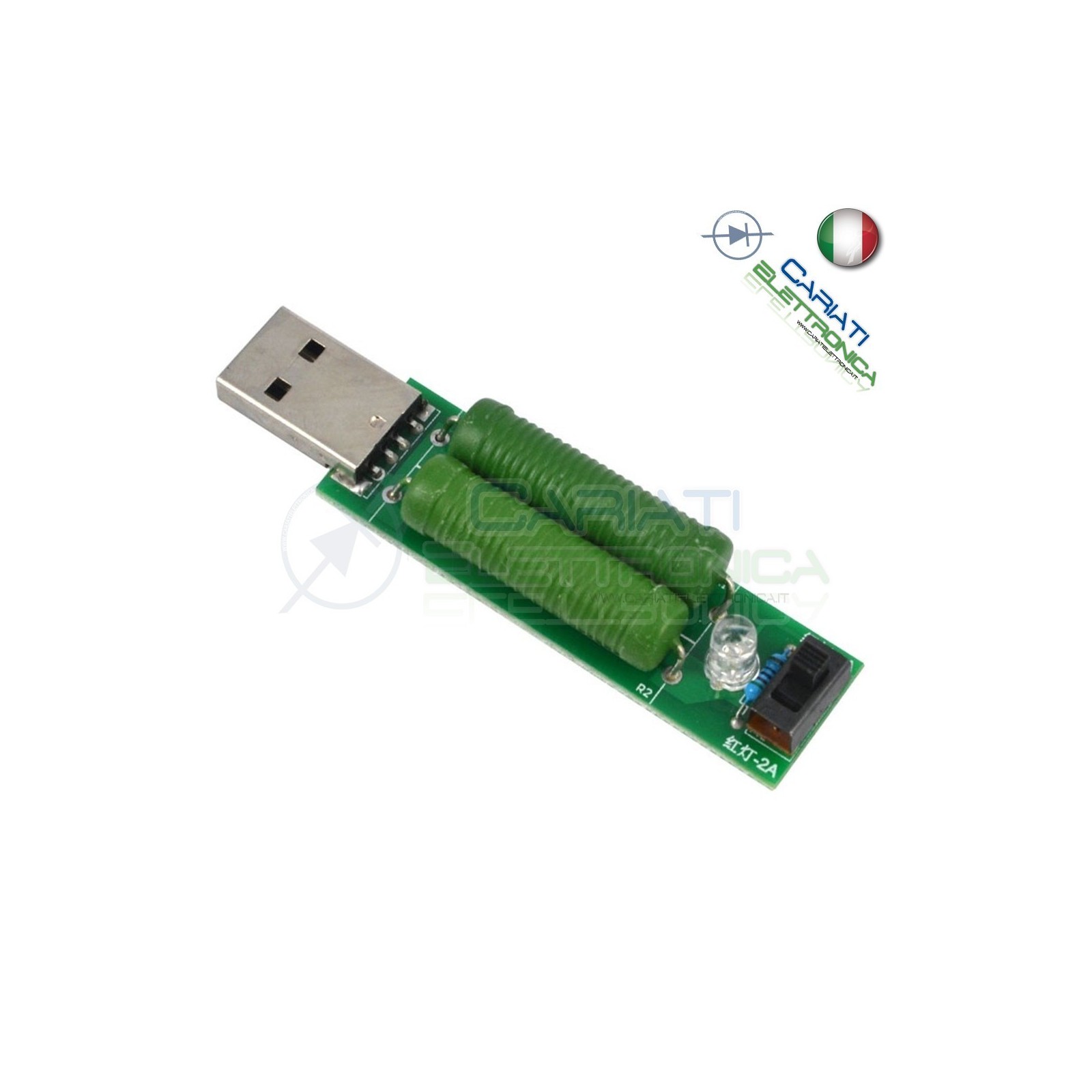Sonda di carico resistiva USB 1A 2A dummy load test 5V resistenza