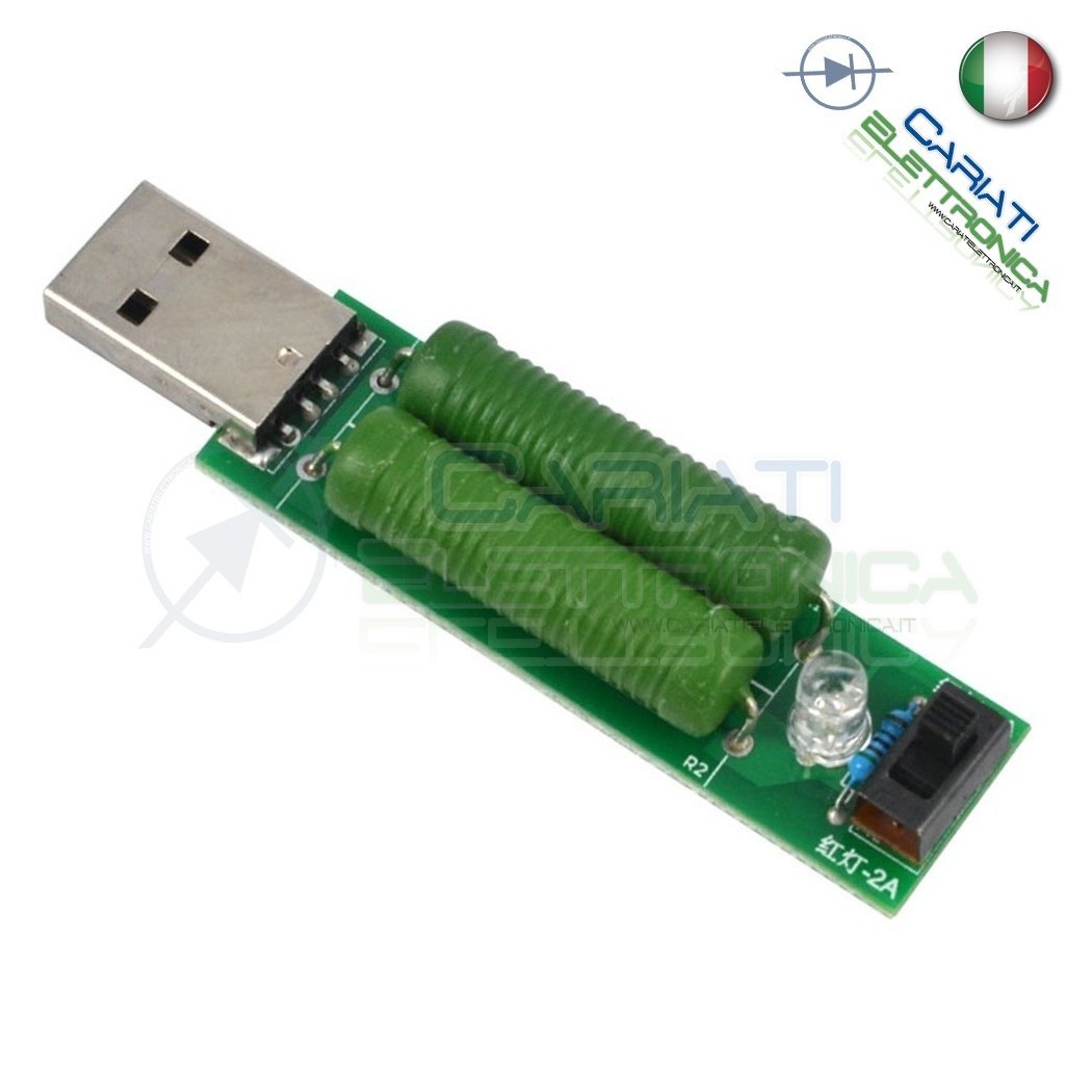 Sonda di carico resistiva USB 1A 2A dummy load test 5V resistenza