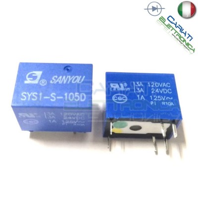 Relè singolo 1 scambio SANYOU SYS1-S-105D 5V DC 3A 120V SPDT Sanyou