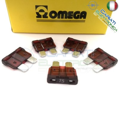 5 PEZZI di Fusibili a LAMA OMEGA rapidi da 19mm 7,5A AUTO MOTO CAMPEROmega