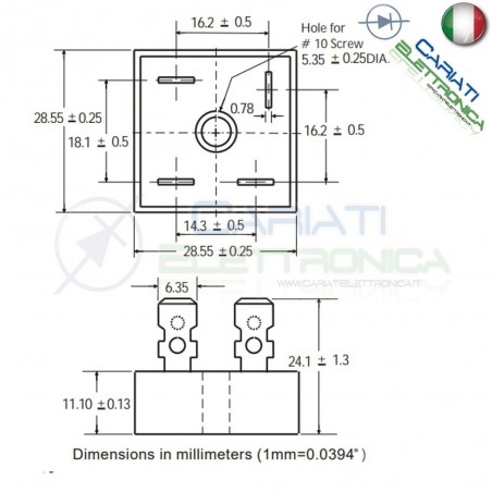 1 PEZZO Ponte di diodi KBPC1510 15A 1000V Raddrizzatore Monofase PFS Sep