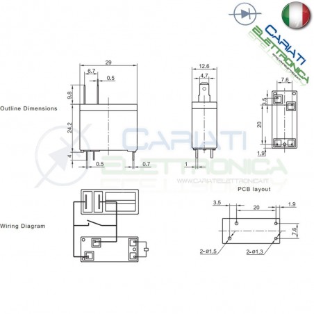 1 PEZZO Relay Relè 12V DC 16A Pcb JQX-62F-012-1H 6 PIN SPST