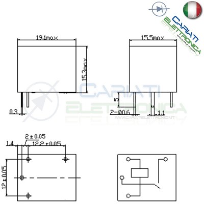 SRD-12VDC-SL-A Relay Relè 12V Dc 10A Singolo 1 Scambio SONGLE SPST PCB Songle