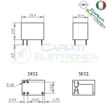 SRSZ-12VDC-SL Relay Relè 12V Dc 3A Singolo 1 Scambio Songle SPST PCB Songle