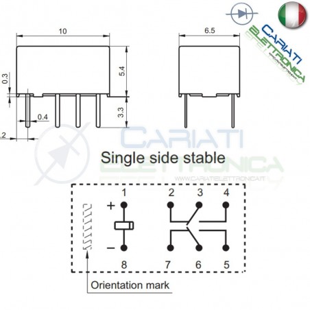 HFD4-012 Relay Relè 12V Dc Doppio 2 Scambio NEC DPDT PCB HONGFA RELAY
