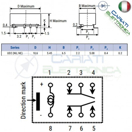 Relay Relè doppio 2 scambio NEC UD2-4.5NU 4.5DC 1A DPDT Generico