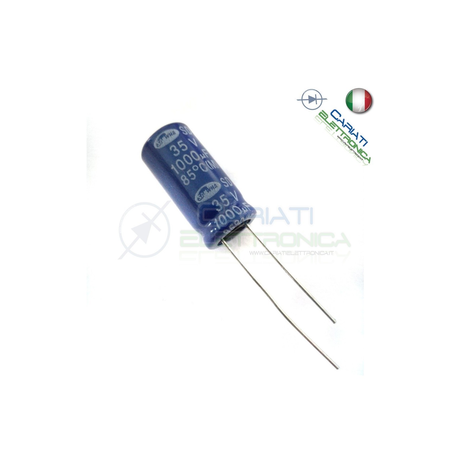 5 PEZZI CONDENSATORE ELETTROLITICO 1000uF 1000 uF 35V 85° 10x20mm