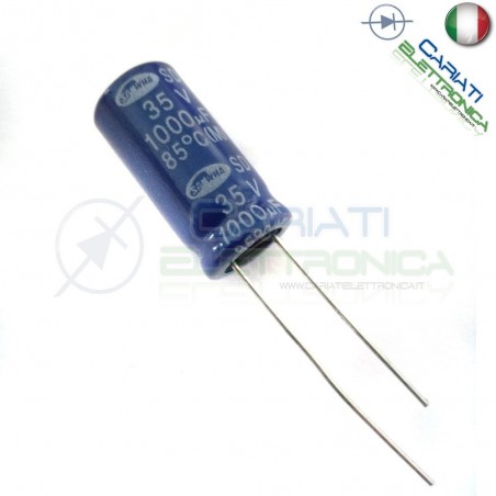 5 PEZZI CONDENSATORE ELETTROLITICO 1000uF 1000 uF 35V 85° 10x20mm