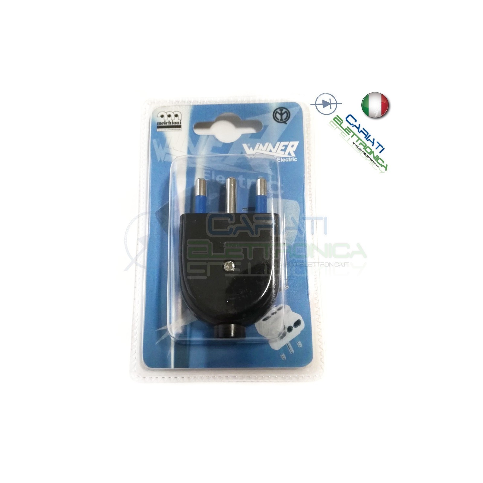 Spina elettrica volante 250Vac 3P 16A IMQ Nera