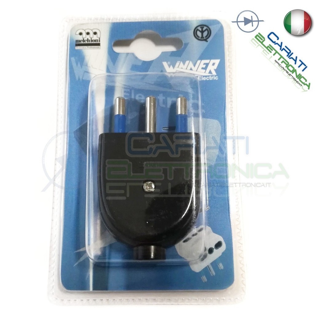 Spina elettrica volante 250Vac 3P 16A IMQ Nera