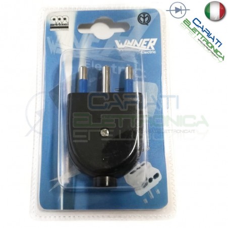 Spina elettrica volante 250Vac 3P 16A IMQ Nera